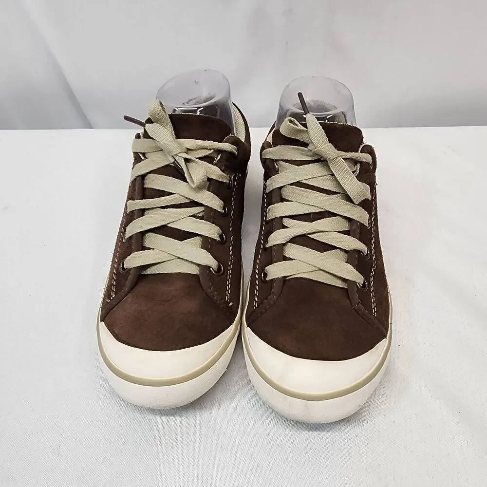 Teva Brown Suede Low-Top Sneakers with Cream Laces